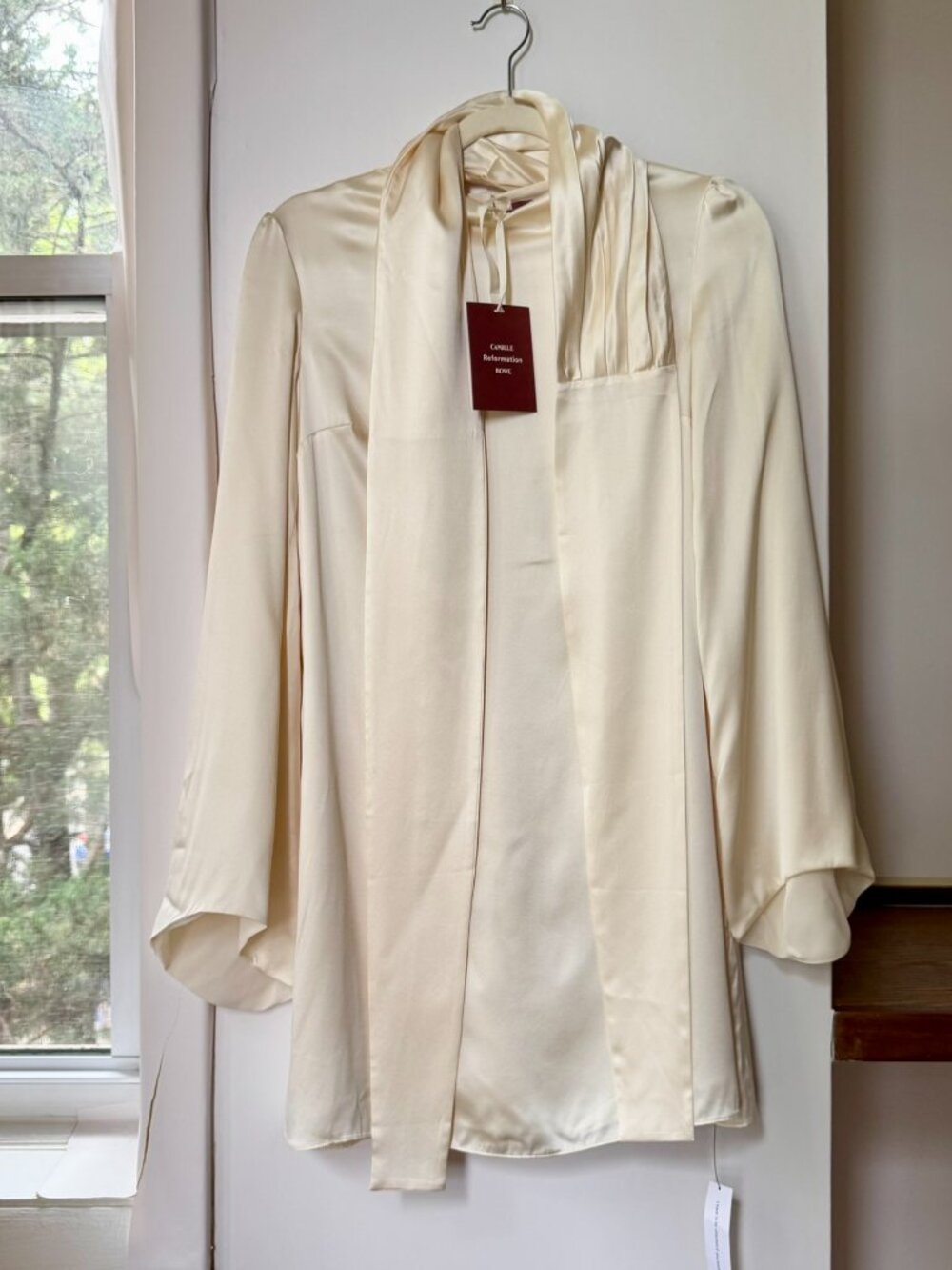 NWT Reformation x Camille Rowe Astrid Silk Dress Cream 0 - Picture 6 of 14